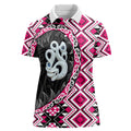 Pink Taniko Motif Aotearoa Manaia and Silver Fern Women Polo Shirt