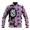 Purple Taniko Motif Aotearoa Manaia and Silver Fern Baseball Jacket