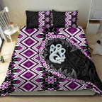 Purple Taniko Motif Aotearoa Manaia and Silver Fern Bedding Set