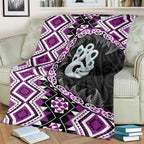 Purple Taniko Motif Aotearoa Manaia and Silver Fern Blanket