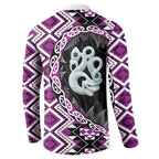 Purple Taniko Motif Aotearoa Manaia and Silver Fern Button Sweatshirt