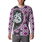 Purple Taniko Motif Aotearoa Manaia and Silver Fern Button Sweatshirt