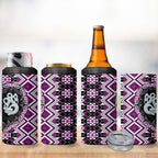 Purple Taniko Motif Aotearoa Manaia and Silver Fern 4 in 1 Can Cooler Tumbler