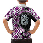 Purple Taniko Motif Aotearoa Manaia and Silver Fern Family Matching Mermaid Dress and Hawaiian Shirt