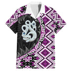 Purple Taniko Motif Aotearoa Manaia and Silver Fern Family Matching Tank Maxi Dress and Hawaiian Shirt