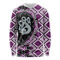 Purple Taniko Motif Aotearoa Manaia and Silver Fern Long Sleeve Shirt