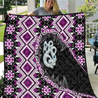 Purple Taniko Motif Aotearoa Manaia and Silver Fern Quilt