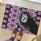 Purple Taniko Motif Aotearoa Manaia and Silver Fern Rubber Doormat