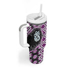 Purple Taniko Motif Aotearoa Manaia and Silver Fern Tumbler With Handle