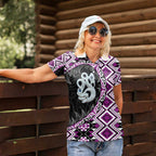 Purple Taniko Motif Aotearoa Manaia and Silver Fern Women Polo Shirt