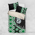 Green Taniko Motif Aotearoa Manaia and Silver Fern Bedding Set