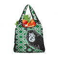 Green Taniko Motif Aotearoa Manaia and Silver Fern Grocery Bag
