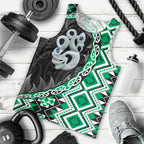 Green Taniko Motif Aotearoa Manaia and Silver Fern Men Tank Top