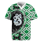 Green Taniko Motif Aotearoa Manaia and Silver Fern Rugby Jersey