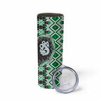 Green Taniko Motif Aotearoa Manaia and Silver Fern Skinny Tumbler