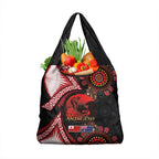 Tonga and Australia ANZAC Day Grocery Bag Aboriginal and Ngatu Art Pattern - Gallipoli Lest We Forget