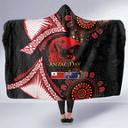 Tonga and Australia ANZAC Day Hooded Blanket Aboriginal and Ngatu Art Pattern - Gallipoli Lest We Forget