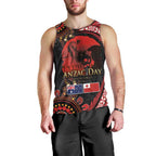 Tonga and Australia ANZAC Day Men Tank Top Aboriginal and Ngatu Art Pattern - Gallipoli Lest We Forget