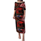 Tonga and Australia ANZAC Day Puletasi Aboriginal and Ngatu Art Pattern - Gallipoli Lest We Forget