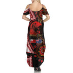 Tonga and Australia ANZAC Day Summer Maxi Dress Aboriginal and Ngatu Art Pattern - Gallipoli Lest We Forget