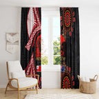 Tonga and Australia ANZAC Day Window Curtain Aboriginal and Ngatu Art Pattern - Gallipoli Lest We Forget