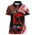 Tonga and Australia ANZAC Day Women Polo Shirt Aboriginal and Ngatu Art Pattern - Gallipoli Lest We Forget