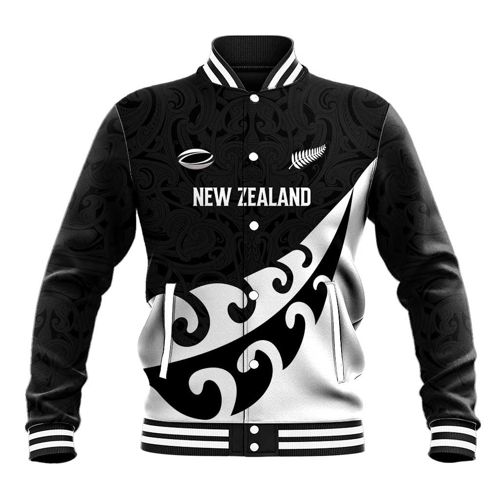 Custom NZ Rugby Baseball Jacket Koru and Silver Fern Sporty Style