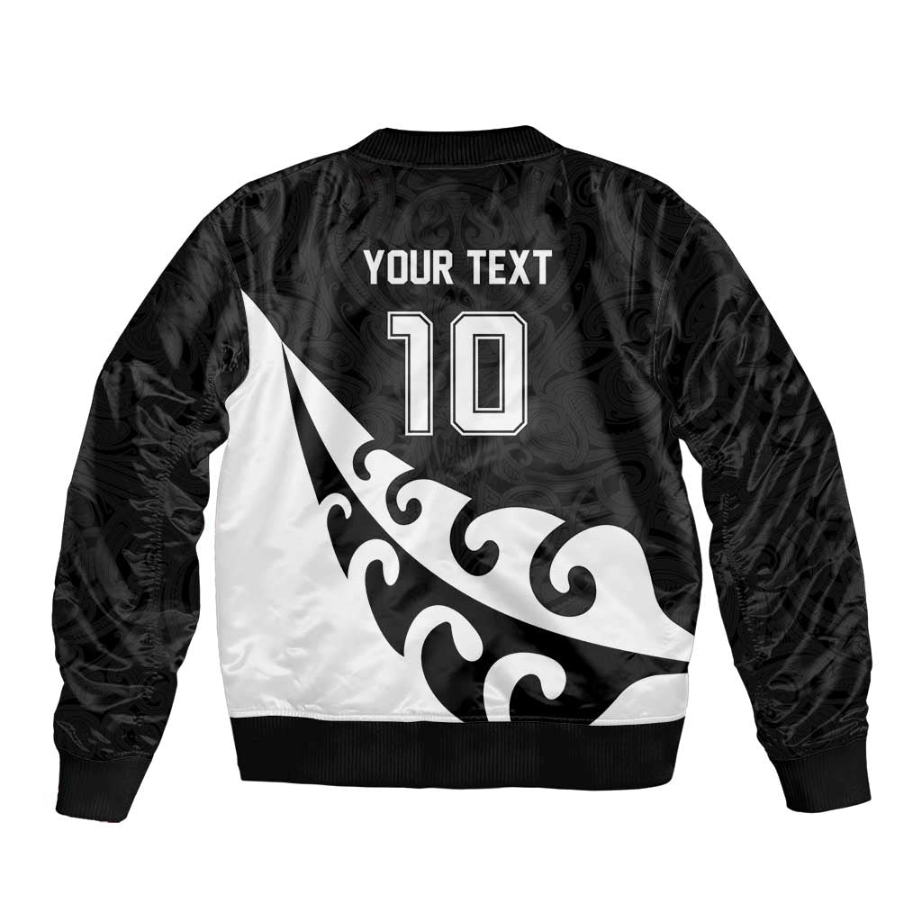 Custom NZ Rugby Bomber Jacket Koru and Silver Fern Sporty Style