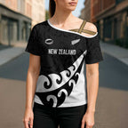 Custom NZ Rugby Cross Shoulder Shirt Koru and Silver Fern Sporty Style