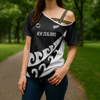 Custom NZ Rugby Cross Shoulder Shirt Koru and Silver Fern Sporty Style