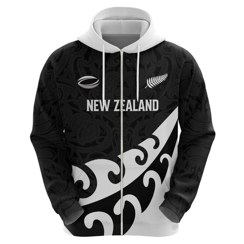 Custom NZ Rugby Hoodie Koru and Silver Fern Sporty Style