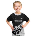 Custom NZ Rugby Kid T Shirt Koru and Silver Fern Sporty Style