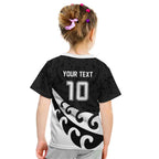 Custom NZ Rugby Kid T Shirt Koru and Silver Fern Sporty Style