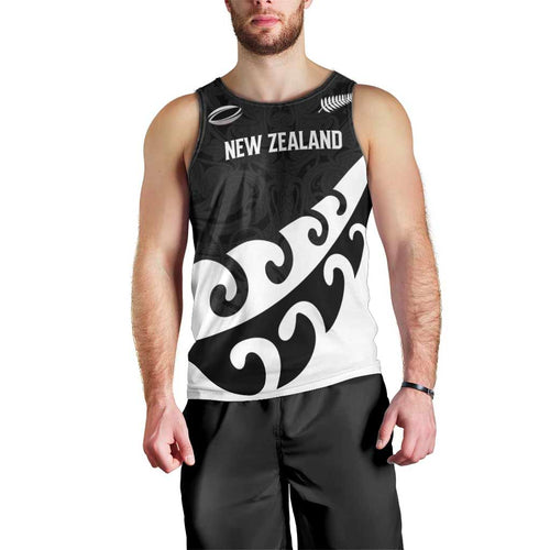 Custom NZ Rugby Men Tank Top Koru and Silver Fern Sporty Style
