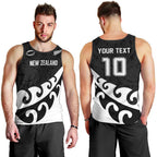 Custom NZ Rugby Men Tank Top Koru and Silver Fern Sporty Style