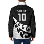 Custom NZ Rugby Padded Jacket Koru and Silver Fern Sporty Style