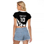 Custom NZ Rugby Raglan Cropped T Shirt Koru and Silver Fern Sporty Style