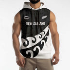 Custom NZ Rugby Sleeveless Hoodie Koru and Silver Fern Sporty Style