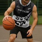 Custom NZ Rugby Sleeveless Hoodie Koru and Silver Fern Sporty Style