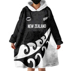 Custom NZ Rugby Wearable Blanket Hoodie Koru and Silver Fern Sporty Style
