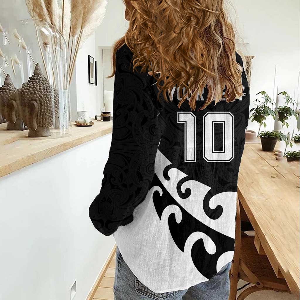 Custom NZ Rugby Women Casual Shirt Koru and Silver Fern Sporty Style