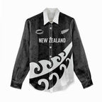 Custom NZ Rugby Women Casual Shirt Koru and Silver Fern Sporty Style