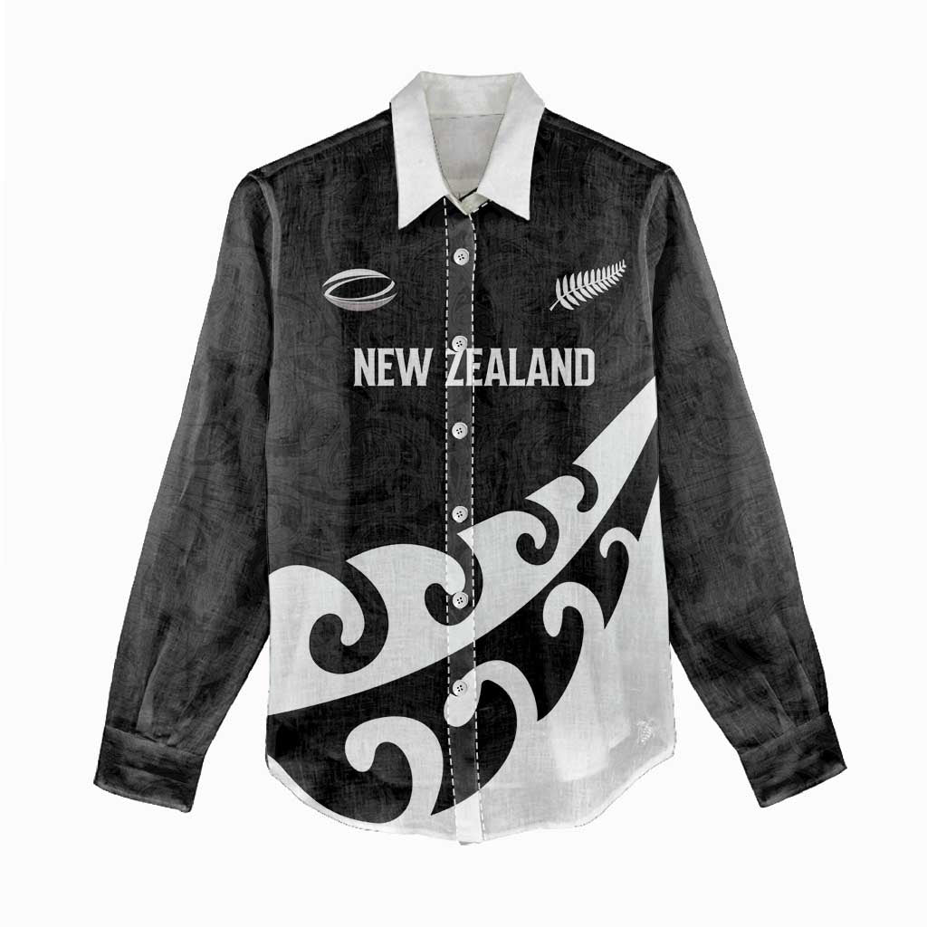 Custom NZ Rugby Women Casual Shirt Koru and Silver Fern Sporty Style
