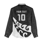 Custom NZ Rugby Women Casual Shirt Koru and Silver Fern Sporty Style