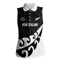 Custom NZ Rugby Women Sleeveless Polo Shirt Koru and Silver Fern Sporty Style