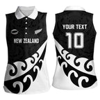 Custom NZ Rugby Women Sleeveless Polo Shirt Koru and Silver Fern Sporty Style