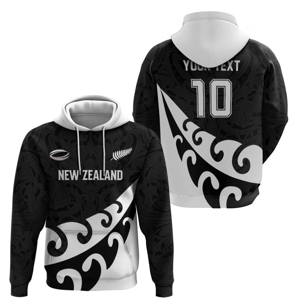 Custom NZ Rugby Zip Hoodie Koru and Silver Fern Sporty Style
