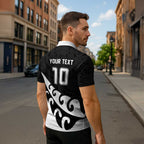 Custom NZ Rugby Zipper Polo Shirt Koru and Silver Fern Sporty Style