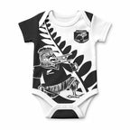 Custom Aotearoa Rugby League Baby Onesie Kiwi Haka and Fern - Sporty Style