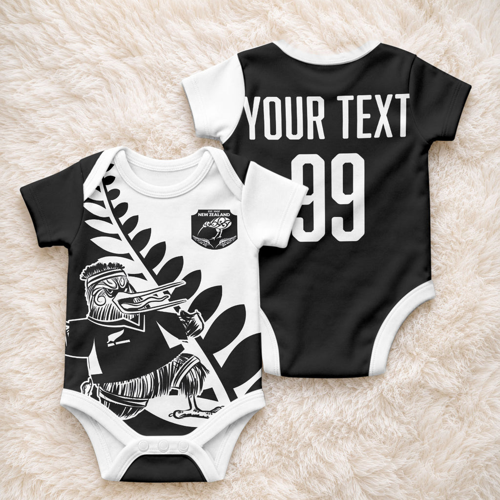 Custom Aotearoa Rugby League Baby Onesie Kiwi Haka and Fern - Sporty Style